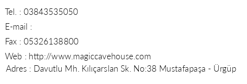 Magic Cave House telefon numaralar, faks, e-mail, posta adresi ve iletiim bilgileri